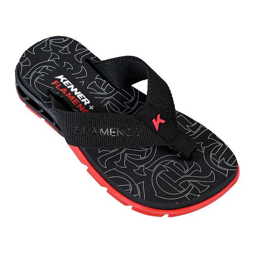 Chinelo Dedo Kenner Preto e Vermelho Juvenil Masculino