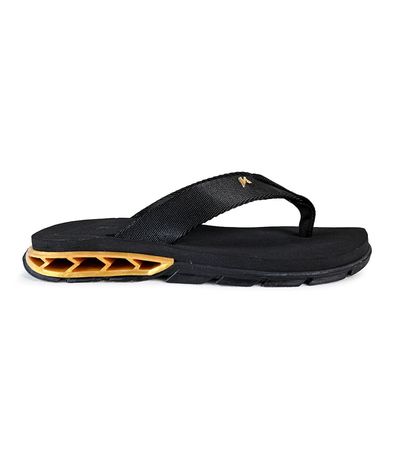 Chinelo Dedo Kenner Preto e Dourado Juvenil Masculino