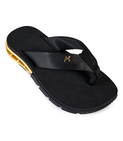 Chinelo Dedo Kenner Preto e Dourado Juvenil Masculino