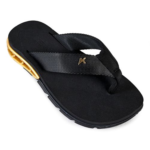 Chinelo Dedo Kenner Preto e Dourado Juvenil Masculino
