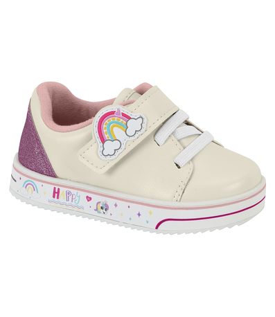 Tênis Casual Molekinha Arco Iris Rosa Infantil