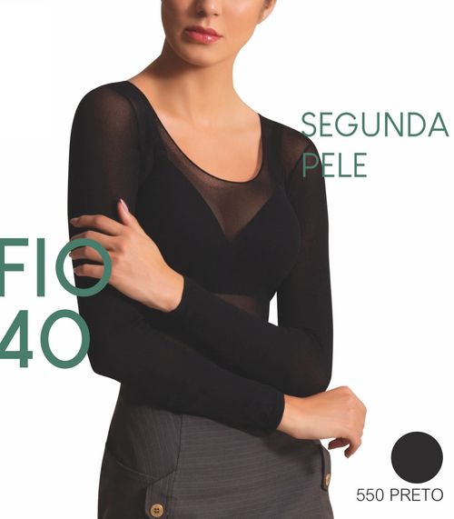 Blusa Segunda Pele Fio 40 Selene Preto