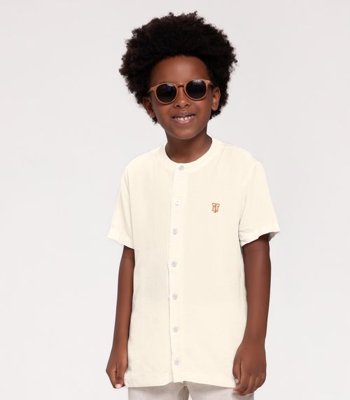 Camisa Infantil Em Viscolinho Trick Nick Bege