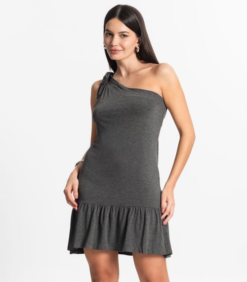 Vestido Feminino Viscolycra Babados Bella Sangos Cinza