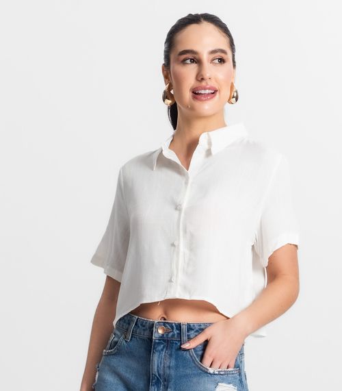 Cropped Feminino Com Botões Select Branco