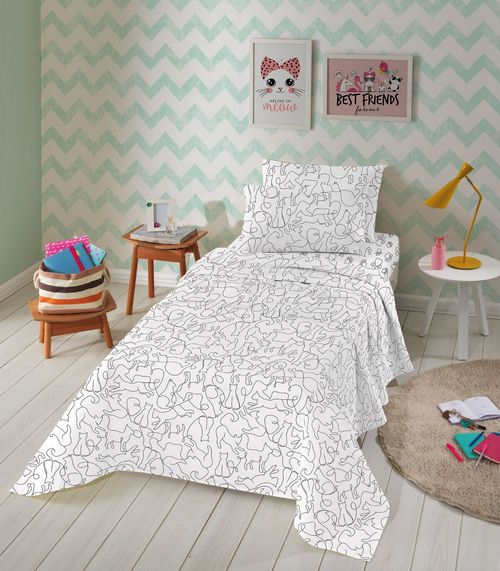 Jogo De Cama Duplo Solteiro Teka Branco