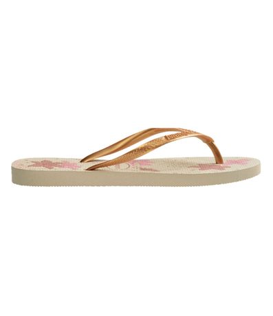 Chinelo Dedo Havaianas Slim Organic Bege Floral Feminino