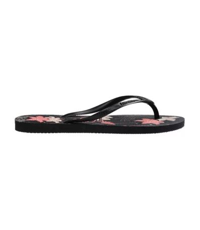 Chinelo Dedo Havaianas Slim Organic Preto Floral Feminino