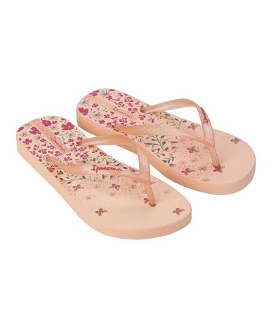 Chinelo Dedo Ipanema Bege Perolado e Rosa Feminino