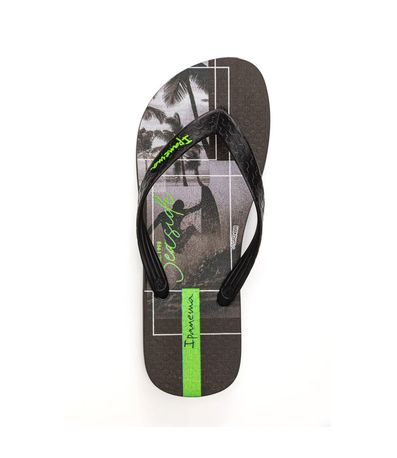 Chinelo Dedo Ipanema Menino Surf Preto e Verde Juvenil Masculino