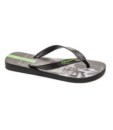 Chinelo Dedo Ipanema Menino Surf Preto e Verde Juvenil Masculino