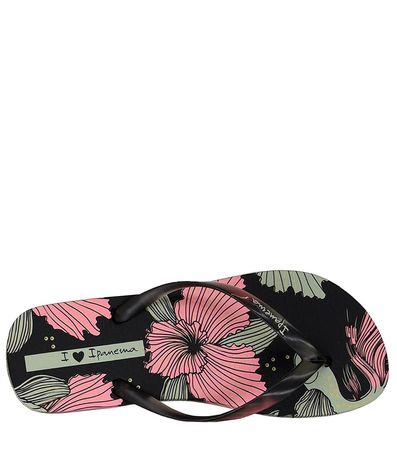 Chinelo Dedo Ipanema Preto e Rosa Feminino