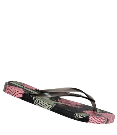 Chinelo Dedo Ipanema Preto e Rosa Feminino