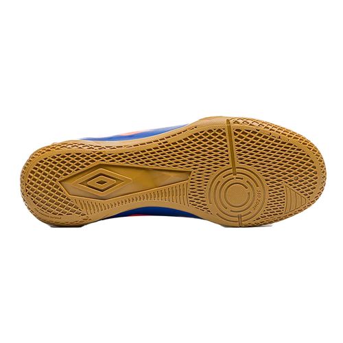 Chuteira Indoor Umbro Action Jr Azul e Coral Juvenil Masculina
