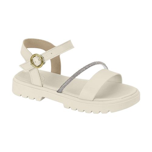 Rasteira Flatform Molekinha Branco e Cristal Infantil