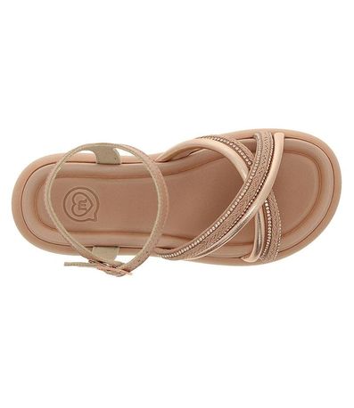 Rasteira Flatform Molekinha Nude e Ouro Rosado Infantil