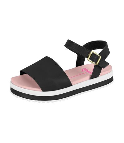 Rasteira Flatform Molekinha Preto Infantil