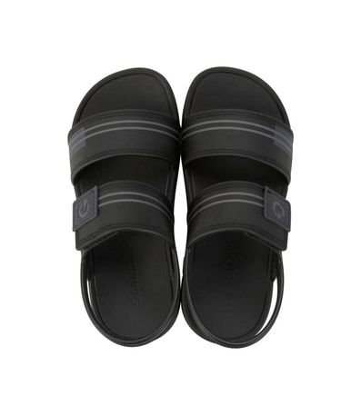 Sandália Flats Cartago Preta e Grafite Juvenil Masculina