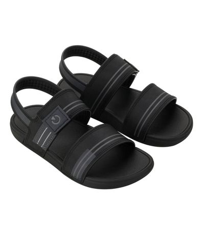 Sandália Flats Cartago Preta e Grafite Juvenil Masculina
