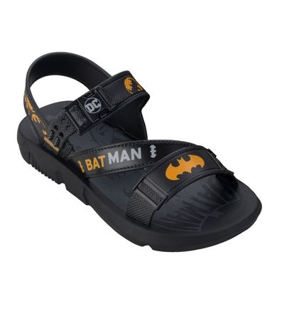 Sandália Flats Grendene Kids Batman Preta e Amarela Juvenil Masculina