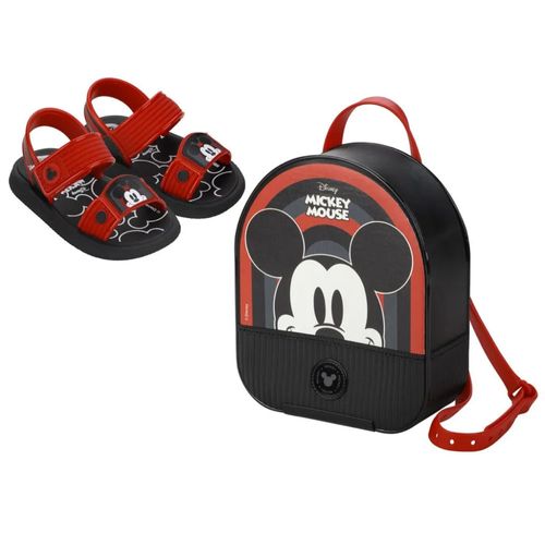 Sandália Flats Grendene Kids Mickey Preta e Vermelha Infantil Masculina
