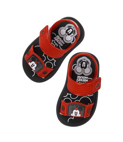 Sandália Flats Grendene Kids Mickey Preta e Vermelha Infantil Masculina