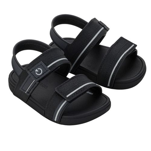 Sandália Flats Grendene Kids Preto e Cinza Infantil