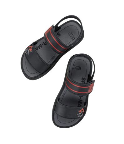 Sandália Flats Grendene Preta e Vermelha Juvenil Masculina