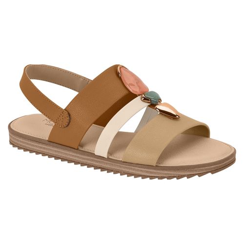 Sandália Flats Modare Camel e Creme Feminina