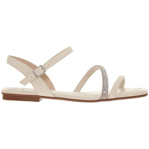 Sandália Flats Moleca Branco Off e Cristal Feminina