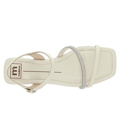 Sandália Flats Moleca Branco Off e Cristal Feminina