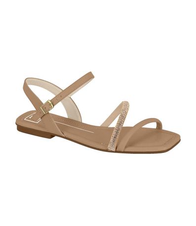 Sandália Flats Moleca Nude e Creme Feminina