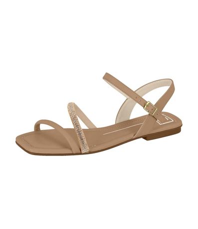 Sandália Flats Moleca Nude e Creme Feminina