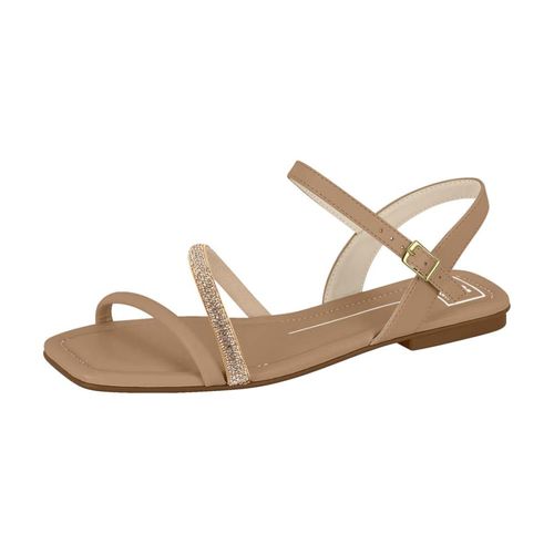 Sandália Flats Moleca Nude e Creme Feminina