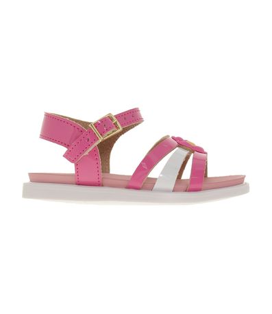 Sandália Flats Molekinha Rosa e Branca Infantil Feminina