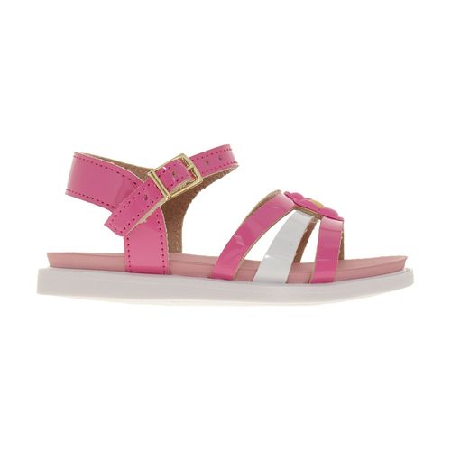 Sandália Flats Molekinha Rosa e Branca Infantil Feminina