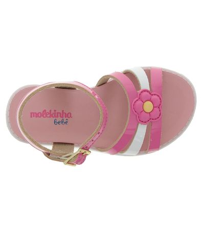 Sandália Flats Molekinha Rosa e Branca Infantil Feminina