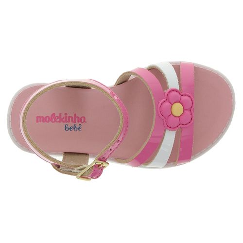 Sandália Flats Molekinha Rosa e Branca Infantil Feminina
