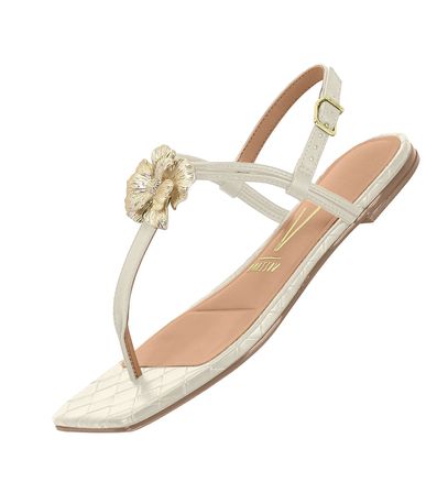 Sandália Flats Vizzano Off White Feminina