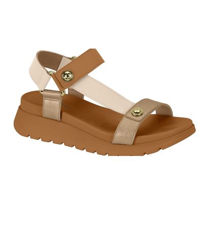 Sandália Papete Modare Camel e Creme Feminina