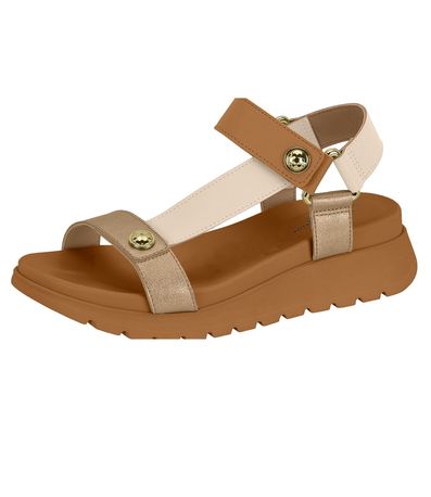 Sandália Papete Modare Camel e Creme Feminina