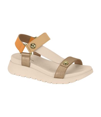 Sandália Papete Modare Creme e Dourada Feminina