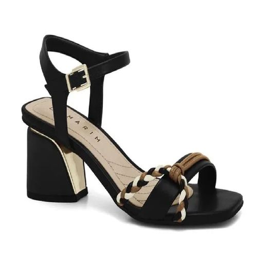 Sandália Salto Ramarim Preto e Coconut Feminina