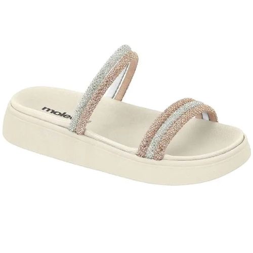 Tamanco Flatform Moleca Ouro Rosado e Nude Feminino