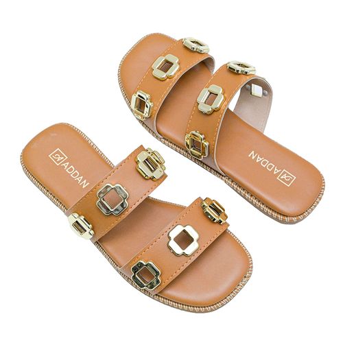 Tamanco Flats Addan Camel Feminino