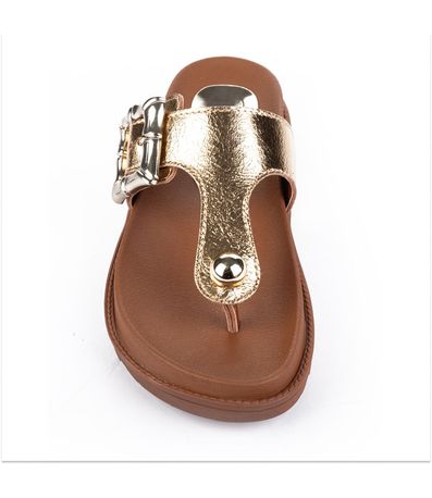 Tamanco Flats Tanara Ouro Feminino