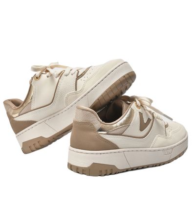 Tênis Casual Flatform Via Marte Marrom e Marfim Feminino
