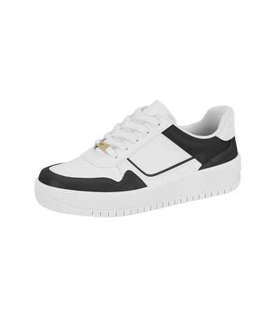 Tênis Casual Flatform Vizzano Branco e Preto Feminino