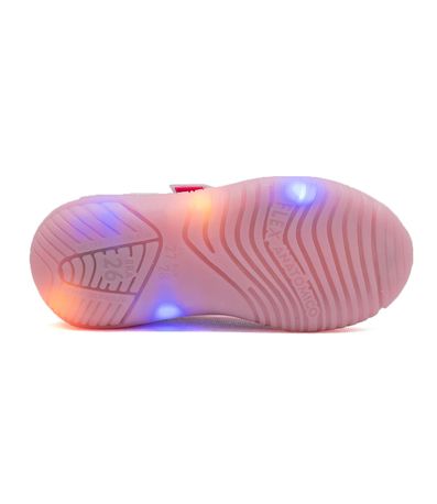 Tênis Casual Kidy Branco e Rosa com LED Infantil Feminino