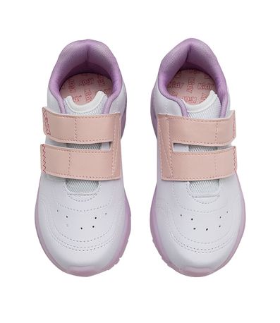 Tênis Casual Kidy Branco e Rosa com LED Juvenil Feminino